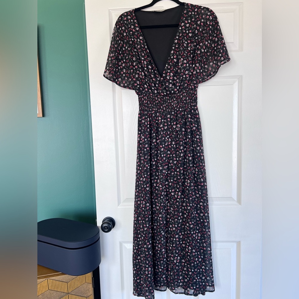 Stradivarius floral maxi dress, size S